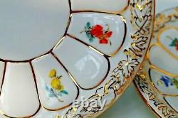 Meissen handpainted X form 2x large tea cups with 2x saucers