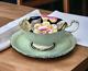 Mint Green Paragon Pansies Pansy Teacup Saucer Double Warrant Flowers Gold Trim