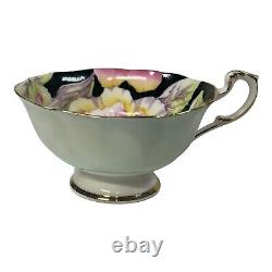 Mint Green Paragon Pansies Pansy Teacup Saucer Double Warrant Flowers Gold Trim