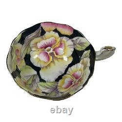Mint Green Paragon Pansies Pansy Teacup Saucer Double Warrant Flowers Gold Trim