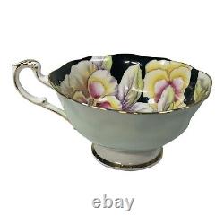 Mint Green Paragon Pansies Pansy Teacup Saucer Double Warrant Flowers Gold Trim