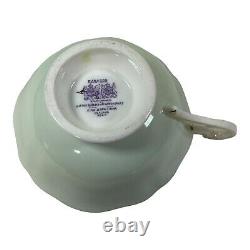 Mint Green Paragon Pansies Pansy Teacup Saucer Double Warrant Flowers Gold Trim