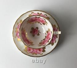 Mint Royal Chelsea England Pink Cabbage Roses Bone China Tea Cup & Saucer Gold