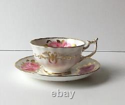 Mint Royal Chelsea England Pink Cabbage Roses Bone China Tea Cup & Saucer Gold