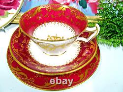 Mintons Cup & Saucer 1890's red and gold teacup London handle bone china trio