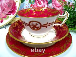 Mintons Cup & Saucer 1890's red and gold teacup London handle bone china trio