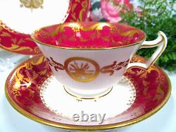 Mintons Cup & Saucer 1890's red and gold teacup London handle bone china trio