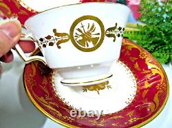 Mintons Cup & Saucer 1890's red and gold teacup London handle bone china trio