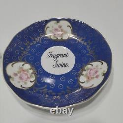 Miss Havisham's Blue Floral Fragrant Swine Insult Tea Cup & Saucer