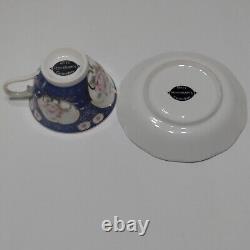 Miss Havisham's Blue Floral Fragrant Swine Insult Tea Cup & Saucer