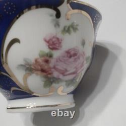 Miss Havisham's Blue Floral Fragrant Swine Insult Tea Cup & Saucer