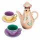 New! Disney Parks Dormouse Tea Set Alice In Wonderland Teapot Cups Saucers Rare