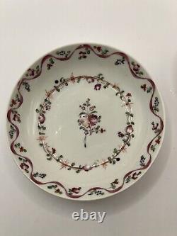 NEW HALL Antique English Tea Bowl & Saucer Bouquet & Pink Ribbon