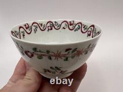 NEW HALL Antique English Tea Bowl & Saucer Bouquet & Pink Ribbon