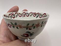 NEW HALL Antique English Tea Bowl & Saucer Bouquet & Pink Ribbon