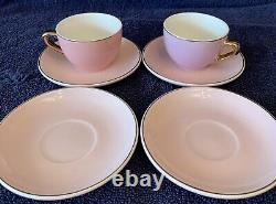 NEW Limoges Legle Rose Teacup & Saucer Plat Rim- 2 Teacups, 4 Saucers