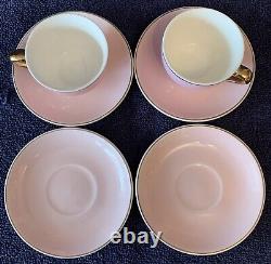 NEW Limoges Legle Rose Teacup & Saucer Plat Rim- 2 Teacups, 4 Saucers