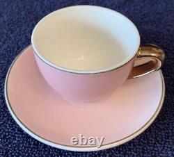 NEW Limoges Legle Rose Teacup & Saucer Plat Rim- 2 Teacups, 4 Saucers
