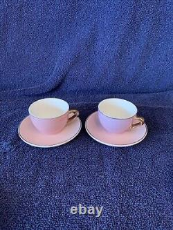 NEW Limoges Legle Rose Teacup & Saucer Plat Rim- 2 Teacups, 4 Saucers