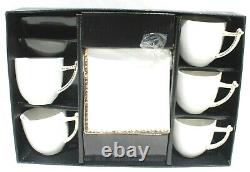 New 6 White & Gold Tea Cups With Saucers Plates Bone China Royal Modern Set