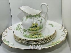 New Chelsea Staffs Green & Yellow Floral Tea set- Vintage 1930's