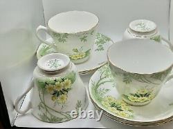 New Chelsea Staffs Green & Yellow Floral Tea set- Vintage 1930's