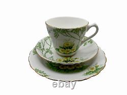 New Chelsea Staffs Green & Yellow Floral Tea set- Vintage 1930's