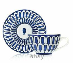 New Hermes Bleus D'ailleurs Pair Of Teacups And Saucers #p030016p Brand Nib F/sh