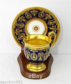 Old Paris Guilt with Gold Wash Porcelain CUP & SAUCER