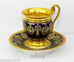 Old Paris Guilt with Gold Wash Porcelain CUP & SAUCER