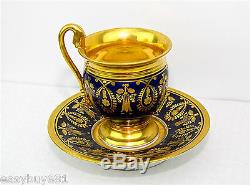 Old Paris Guilt with Gold Wash Porcelain CUP & SAUCER