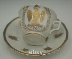 Old Paris Porcelain Gold Gilt Napoleon Eagle & Bee Cup And Saucer Antique