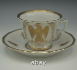 Old Paris Porcelain Gold Gilt Napoleon Eagle & Bee Cup And Saucer Antique