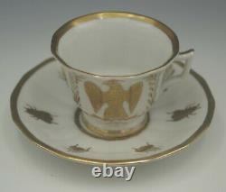 Old Paris Porcelain Gold Gilt Napoleon Eagle & Bee Cup And Saucer Antique