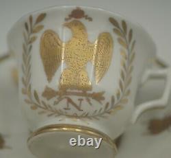 Old Paris Porcelain Gold Gilt Napoleon Eagle & Bee Cup And Saucer Antique