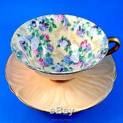 Oleander Shape Peach with Summer Glory Chintz Shelley Tea Cup and Saucer Set