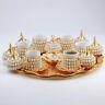 Ottoman Turkish Gold Brass Tea Coffee Saucers Cups Best Tray Set Free Shipping