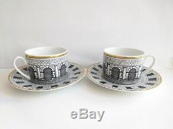 PAIR of Rosenthal PALLADIANA tea cups saucers Piero Fornasetti architectural
