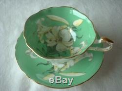 PARAGON China EASTER LILY Tea Cup & Saucer Queen Mary EX