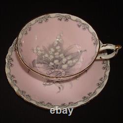 PARAGON LILY of THE VALLEY, To The Bride HORSESHOE TEA CUP & SAUCER PINK