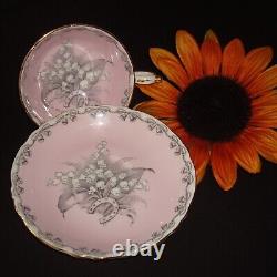 PARAGON LILY of THE VALLEY, To The Bride HORSESHOE TEA CUP & SAUCER PINK