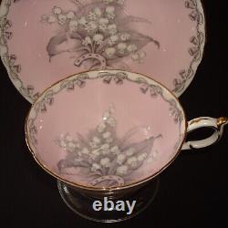 PARAGON LILY of THE VALLEY, To The Bride HORSESHOE TEA CUP & SAUCER PINK