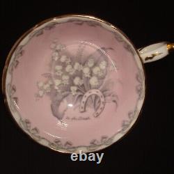 PARAGON LILY of THE VALLEY, To The Bride HORSESHOE TEA CUP & SAUCER PINK