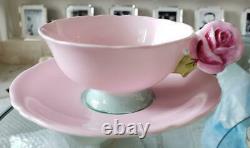 PARAGON Rose handle pink tea cup & saucer with antique intrusion from japan