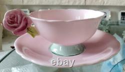 PARAGON Rose handle pink tea cup & saucer with antique intrusion from japan