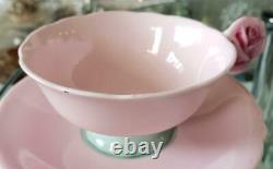 PARAGON Rose handle pink tea cup & saucer with antique intrusion from japan