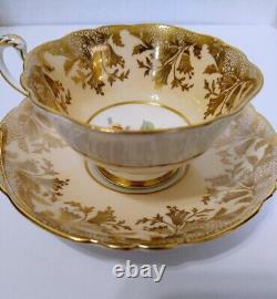 PARAGON Tea Cup and Saucer Center Cabbage Pink Rose White Center Gold Gilt