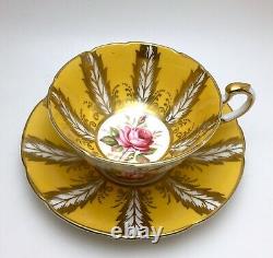 PARAGON Yellow Gold Tea Cup & Saucer CABBAGE ROSE