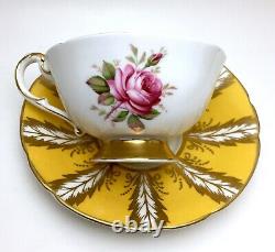 PARAGON Yellow Gold Tea Cup & Saucer CABBAGE ROSE