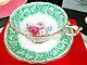 Paragon Tea Cup And Saucer Floral Pink Rose Daisy Teacup England 1950s Pale Grn
